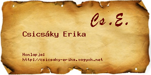 Csicsáky Erika névjegykártya